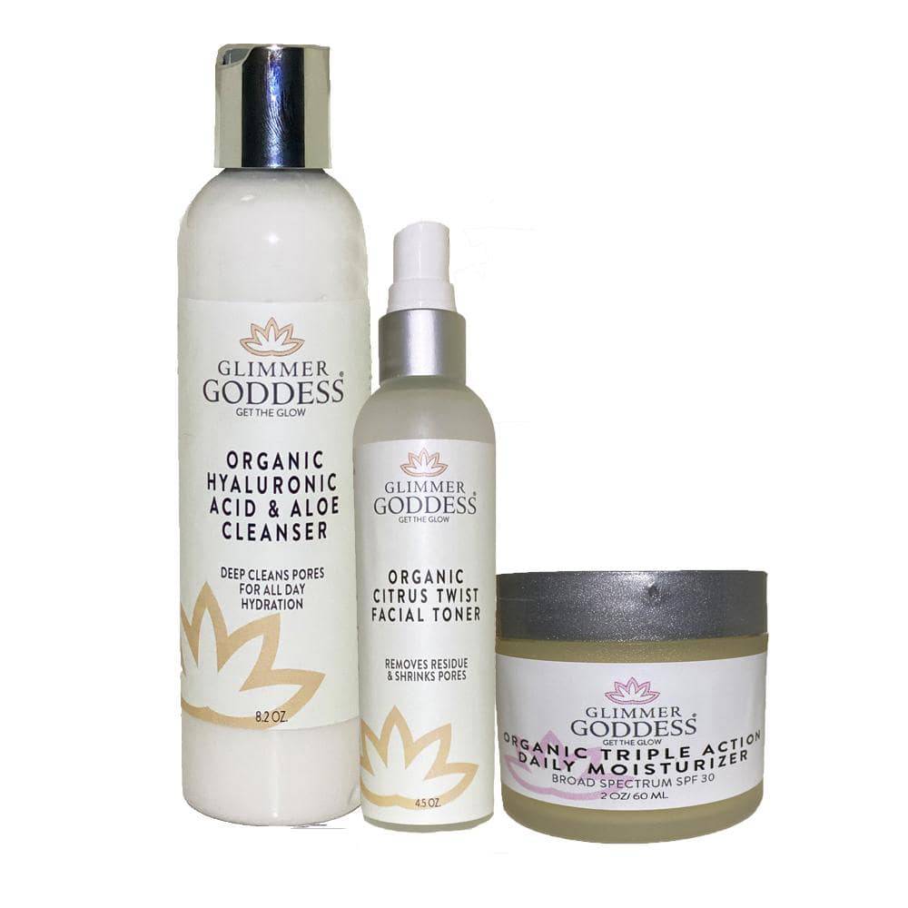 Organic 3 Step GLP-1 Anti-Aging Starter Kit - Cleanse, Tone & Moisturize